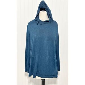 J. Jill Pure Jill Women's Tranquility Fleece‎ Comfort Hoodie Sweater Blue Large